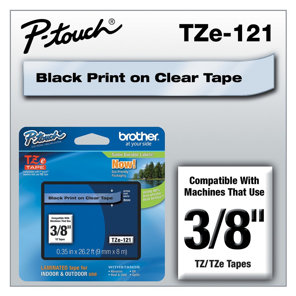 UPC 012502625506 product image for Brother P - Touch TZe Standard Adhesive Laminated Labeling Tape - 3/8w - Black/C | upcitemdb.com