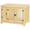 Wood Dog Crate Furniture with Hidden Food Bowl Drawer and Double Doors Indoor Dog Kennel End Table with Cushion for Small Dogs - LAOTIES - 4 of 4