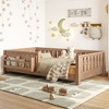 Okak Twin/Full Size Platform Beds with Storage Bookshelf & Guardrails,Solid Wood Bed Frame for Kids,Teens,No Spring Box Needed - 2 of 4