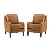 Set of 2 Regina 27.56" Wide Genuine Leather Armchair with Removable Cushions and English Arms  | ARTFUL LIVING DESIGN - 2 of 4