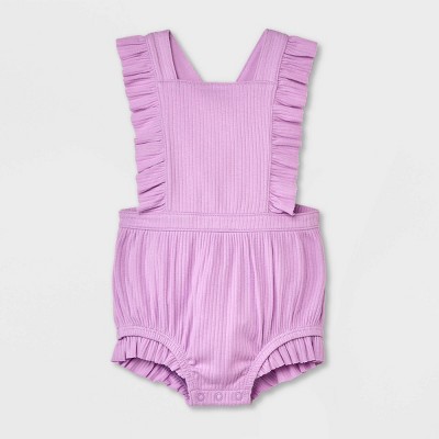 Image of Baby Girls' Solid Ruffle Romper - Cat & Jack™ Purple 6-9M