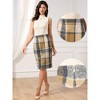 INSPIRE CHIC Women's Plaid High Waisted Casual Back Slit Elegant Bodycon Midi Skirts - 2 of 4