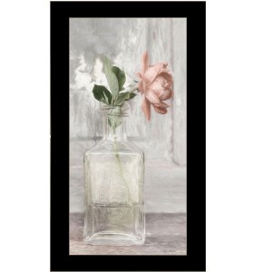 HomeRoots Cottage Peach Rose Black Framed Print Wall Art - 1 of 4