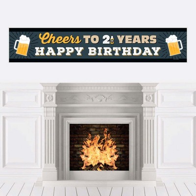 Big Dot of Happiness Cheers and Beers to 21 Years - Happy 21st Birthday Decorations Party Banner