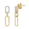 Haus of Brilliance 14K Yellow Gold 1/10 Cttw Diamond Studded Paperclip Drop and Dangle Earrings - 2 of 4