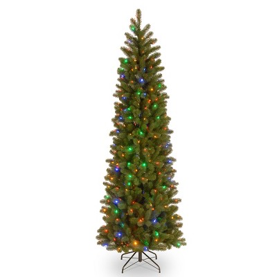 6.5' Green Douglas Fir Slim Pre-Lit Christmas Tree with Dual Color LED Lights