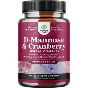 D Mannose 1000mg with Cranberry Extract Capsules, Kidney Cleanse & Urinary Tract Health for Women, Nature's Craft, 240ct - 1 of 4
