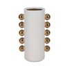 Modern Ceramic Vase with Metallic Accents - Home & Office Decor, Cylinder Shape, Decorative Centerpiece for Living Room, Bedroom - White & Gold - 2 of 4