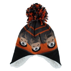 Grand Sierra Boy's Toddler (2-4) Lined Animal Winter Hat with Ear Flaps and Pom - 1 of 3