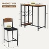 Kitchen Bar Table Set with Footrest, Table with 2 Upholstered Chairs, Dining Room Set for Counter Bar, Easy to Assemble for Small Space - 3 of 4