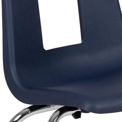 Ergonomic Navy 16" Stackable Classroom Chair with Chrome Frame