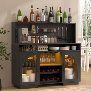 54" Wide Kitchen Hutch Cabinet w/Wine Rack for Kitchen Dining Room - 1 of 4