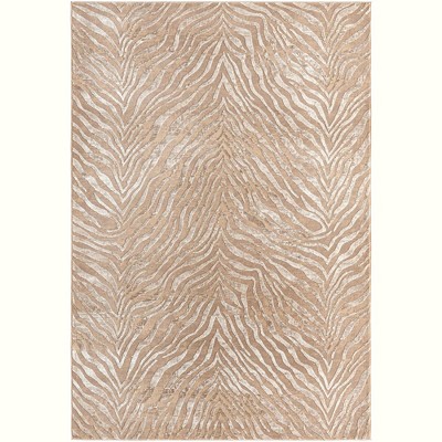 Ivory Beige Abstract Easy-Care Rectangular Rug