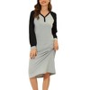 cheibear Women's Long Sleeves Button Up Pajama Dress with Side Pockets - 2 of 4