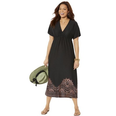 Swimsuits For All Women's Plus Size Kate V-neck Cover Up Maxi Dress ...