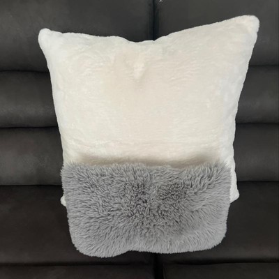 Oversized Faux Fur Square Throw Pillow Gray - Room Essentials™ : Target