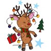 Junior's Design By Humans Christmas Reindeer By Mitalim T-Shirt - 2 of 3