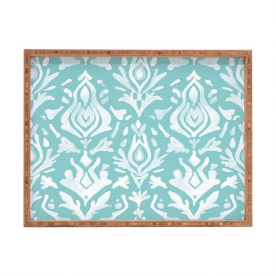 Emanuela Carratoni Teal Ikat Rectangular Tray - Deny Designs