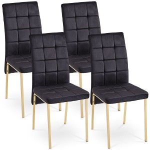 PAGED Set of 4  Velvet Dining Chairs with High Backrest & Golden Legs,Elegant Armless Chairs with Space-Saving Design for Kitchen,Living Room - 1 of 4