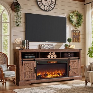 SinCiDo Fireplace TV Stand for 75" TV  w/ Fireplace & Sliding Barn Door, w/ Remote Control, 3D Flame, Fire Place TV Stands for Living Room - 1 of 4