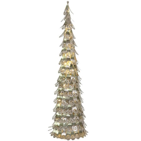 Vickerman 4' Pre-Lit Champagne Christmas Cone Tree Outdoor Decoration ...