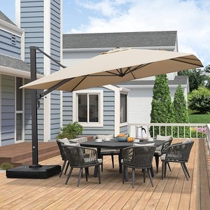 PURPLE LEAF Square Patio Umbrella with Base Large Outdoor Offset Umbrella 360-degree Rotation Cantilever Umbrella for Garden Deck Backyard Pool - 1 of 4