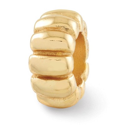 Black Bow Jewelry 14k Yellow Gold Plated Sterling Silver Fluted Spacer Bead Charm