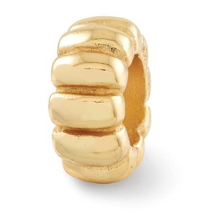 Black Bow Jewelry 14k Yellow Gold Plated Sterling Silver Fluted Spacer Bead Charm - 1 of 4