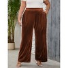 Plus Size Women Pants Elastic Waist Velvet Wide Leg Long Trousers - 2 of 4