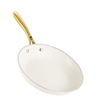 Gotham Steel Cream 10'' Ultra Nonstick Ceramic Fry Pan with Gold Stay Cool Handle