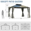 10'x12' Outdoor Gazebo, Patio Aluminum Double Roof Gazebo with  Mosquito Netting and Privacy Screens for Backyard, Garden -ModernLuxe - 3 of 4