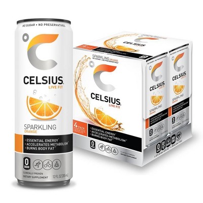 Celsius Sparkling Orange Energy Drink - 4pk/12 fl oz Cans