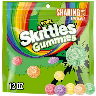 Skittles Sour Gummies Candy, Chewy Sour Candies Sharing Size Bag - 12oz