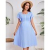 Women's Maternity Smocked Dress Summer Short Sleeve Square Neck Casual Flowy Midi Dress Photoshoot Baby Shower - 2 of 4
