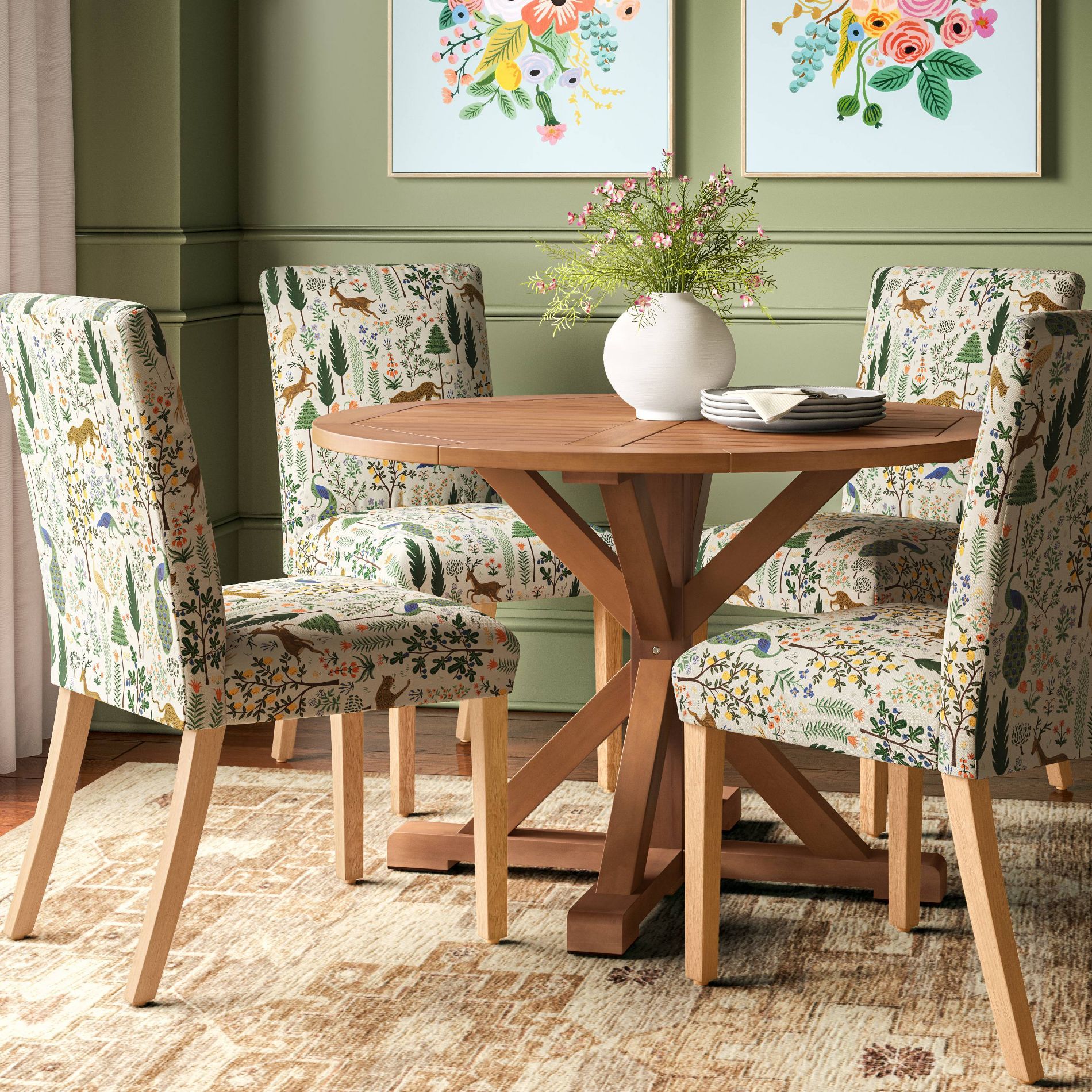 Rifle Paper Co. x Target Menagerie Armless Dining Chair Taupe