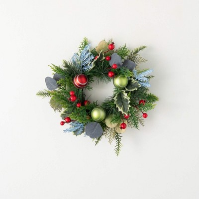 Sullivans Artificial Shiny Ball Mixed Foliage Christmas Accent Ring  Multicolor  Indoor Christmas DÃƒÂ©cor