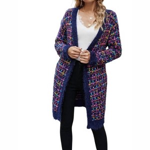 Women's Fuzzy Rainbow Cardigan - Shirley Stone - 1 of 3