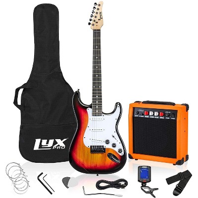 LyxPro Full Size Electric Guitar with 20w Amp, Package Includes All Accessories, Digital Tuner, Strings, Picks, Tremolo Bar, Shoulder Strap, and Case Bag Complete Beginner Starter kit Pack,Sunburst