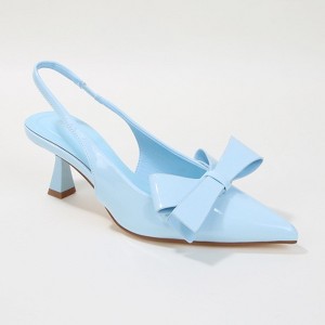 Berness Women's Calliope 2 Patent Slingback Kitten Heels with Bow Detail - 1 of 4