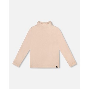 Deux par Deux Girl Super Soft Ribbed Mock Neck Top Light Caramel - 1 of 4