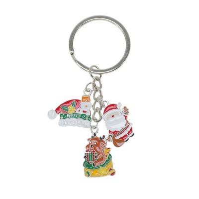 Unique Bargains Christmas Keychain Double Ring Zinc Alloy Multi-colored 1 Pc