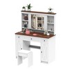 NicBex Vanity Desk with Mirror Small Vanity with Sliding Mirror and Charging Station, Farmhouse Makeup Vanity Set with Sponge Soft Stool, White - 3 of 4