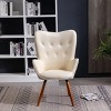 Roundhill Furniture Doarnin Contemporary Silky Velvet Tufted Button Back Accent Chair, White - 3 of 4