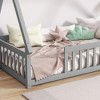 VASIP Twin Tent-Shaped Floor Bed with Guardrails and Support Slats, for Kids' Room ,Gray - 4 of 4