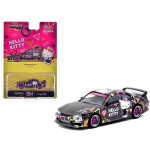 Nissan Silvia (S14) Vertex RHD "Hello Kitty" Black with Graphics "Global64" Series 1/64 Diecast Model by Tarmac Works - 1 of 3