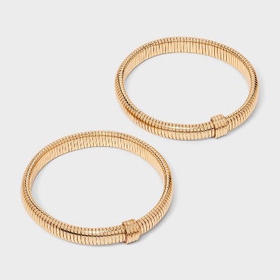 Ribbed Bracelet Set 2pc - A New Day™ Gold