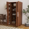 Okak Kitchen Pantry Cabinet, Freestanding Bufft Cabinet with 2 Doors, Sideboard Cabinet for Dining Room, Kitchen, Drak Brown - 3 of 4