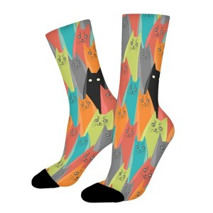 Funny Cat Women Printed Crew Socks Funny Funky Socks Soft Polyester Novelty Gifts for Artists Men - 1 of 1