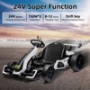 24V Go Karts for 6-12 Kids, Electric Ride on Drift Car with 2 x 150W Powerful Motors, 8mph Max Speed, Safety Belt, Music, Max Load 110lbs Ride on Toy - 3 of 4