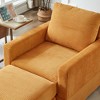APRILSOUL Orange Classic Corduroy Chaise Lounge, Comfy Sofa Chaise Couch Chair, Upholstered Accent Chair with Ottoman for Living Room - 3 of 4